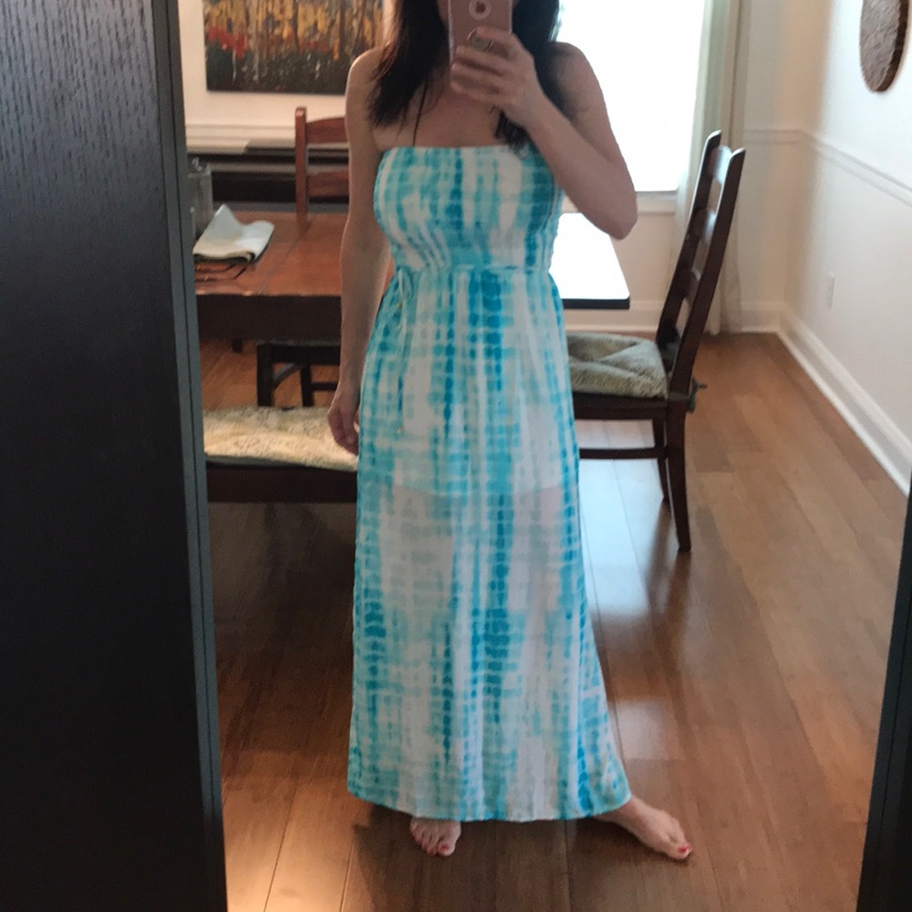 Guess smocked maxi dress XS